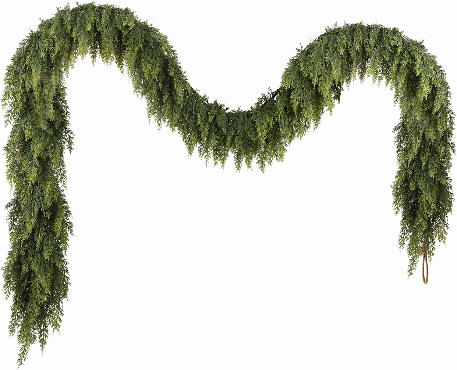 N&T NIETING 9ft Christmas Cedar Garland with Soft Thickness Pine, Artificial Green Faux Cedar Pine Garland for Mantle Fireplace Indoor Outdoor Holiday Party Home Decoration