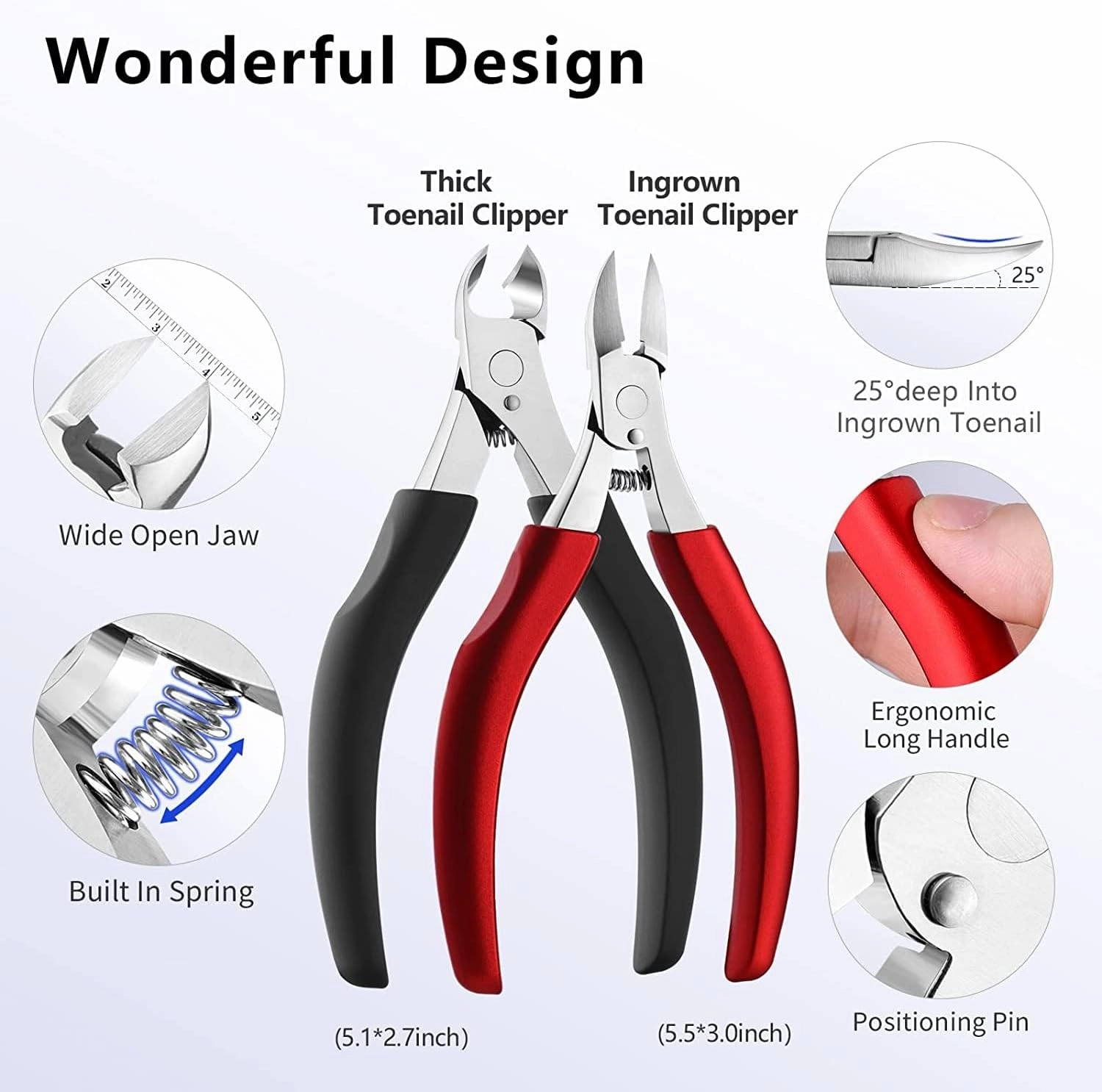 Nail Clippers Set Toe Nail Clippers Set, Finger Nail Clippers with Toenail Tool Set for Thick Nails,11 Pack Nail Kit for Seniors Man and Women