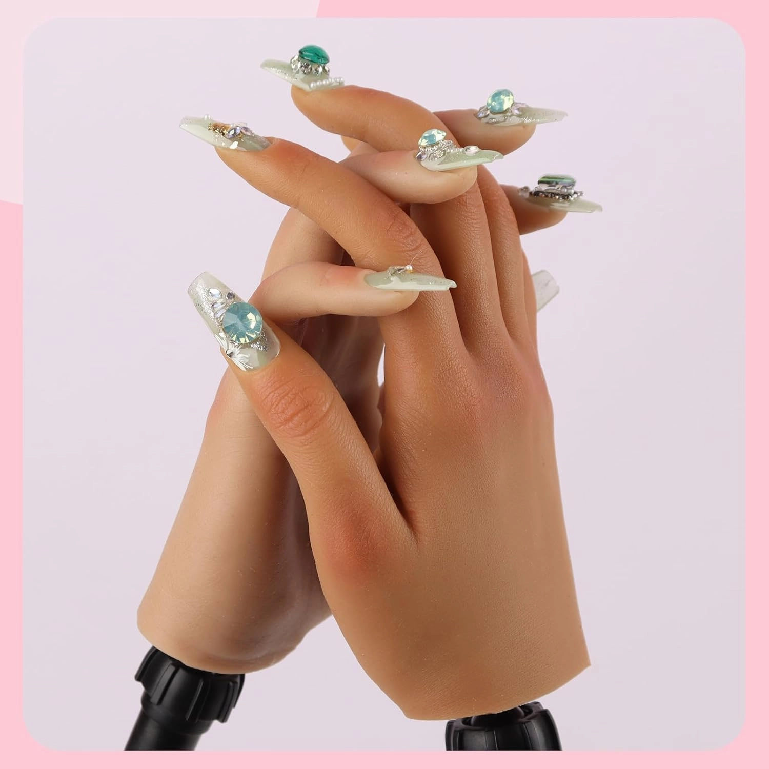 Nail Pratice Training Hand for Acrylic Nails with Stand Bracket,Soft Silicone Maniquin Hand, Flexible Bendable Nail Practice Fake Hand for Nails Art Practice Tool