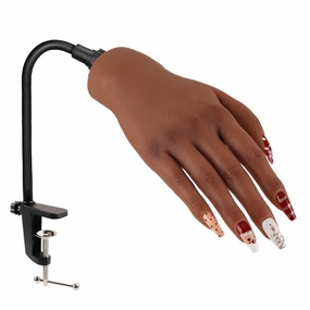 Nail Pratice Training Hand for Acrylic Nails with Stand Bracket,Soft Silicone Maniquin Hand, Flexible Bendable Nail Practice Fake Hand for Nails Art Practice Tool