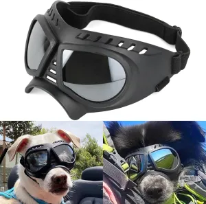NAMSAN Dog Goggles Small Breed, UV-Protection Doggie Sunglasses for Small to Medium Dogs, Soft Doggy Eye Protection, Anti-Fog Anti-Dust Windproof Snowproof, Adjustable Straps, Lens Silver