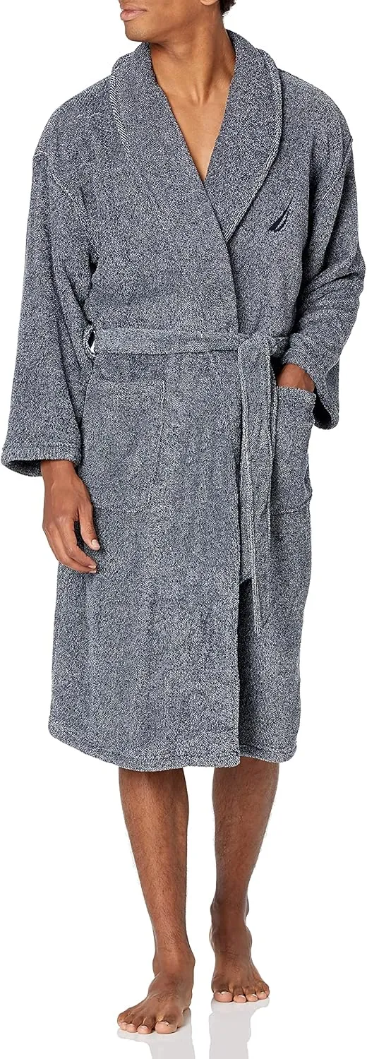 Nautica Men's Long Sleeve Cozy Soft Plush Shawl Collar Robe