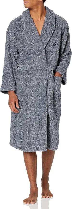 Nautica Men's Long Sleeve Cozy Soft Plush Shawl Collar Robe