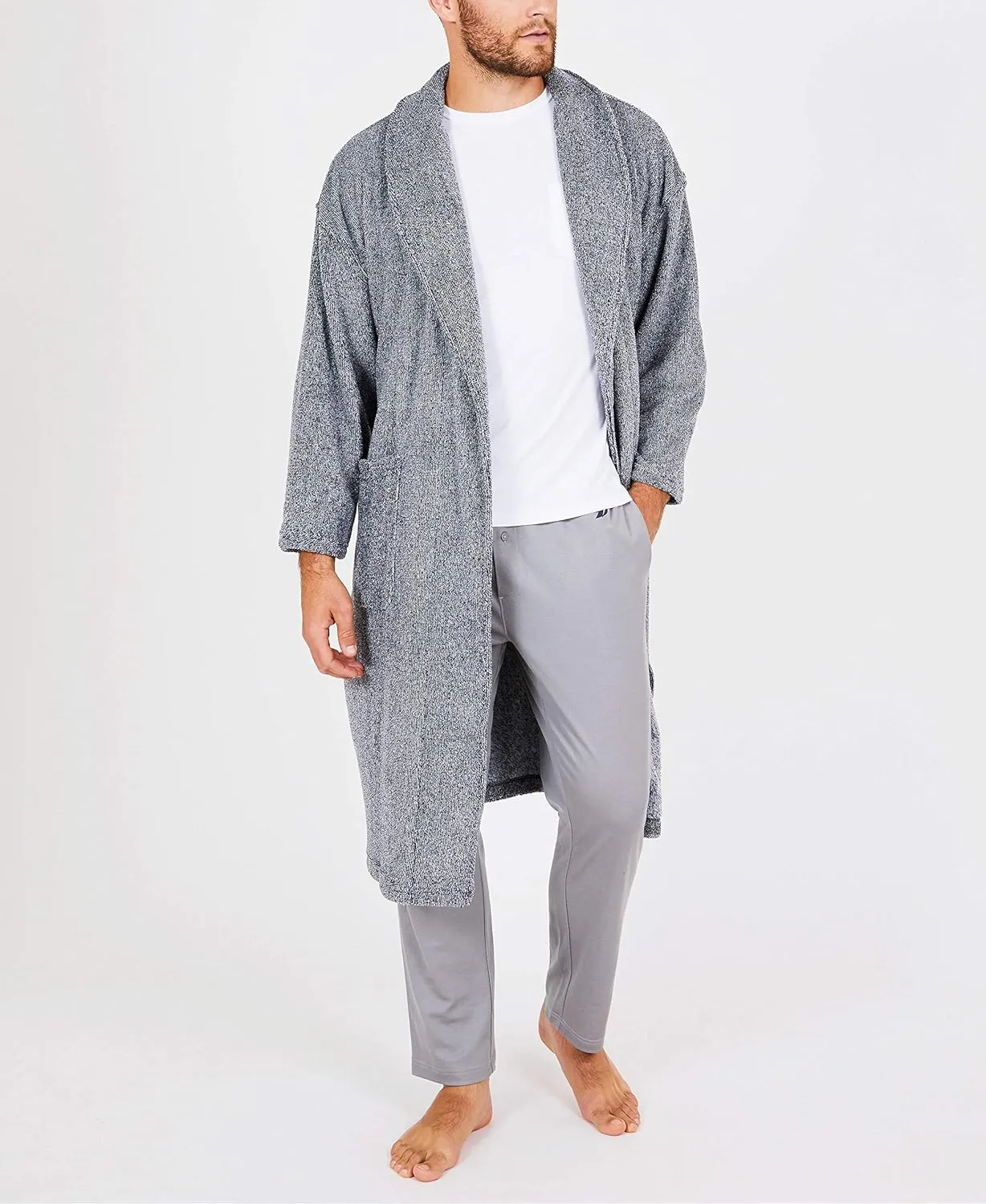 Nautica Men's Long Sleeve Cozy Soft Plush Shawl Collar Robe