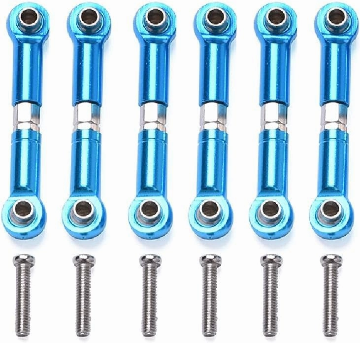 NC 6PCS/Set Blue Adjustable Aluminum Linkages Pull Rod Front Rear Replacement Parts for WLtoys 1/18 A959 A979 K929