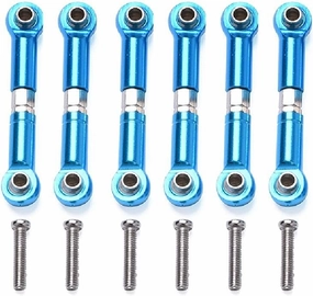 NC 6PCS/Set Blue Adjustable Aluminum Linkages Pull Rod Front Rear Replacement Parts for WLtoys 1/18 A959 A979 K929