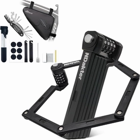 NDakter Folding Bike Lock, Keyless 4 Digit Combination Bike Lock Heavy Duty Anti Theft, 3 Ft Long Security Resettable Bike Foldable Locks for Bike, Electric Bike, Escooter, Motorcycle,Garage,Door