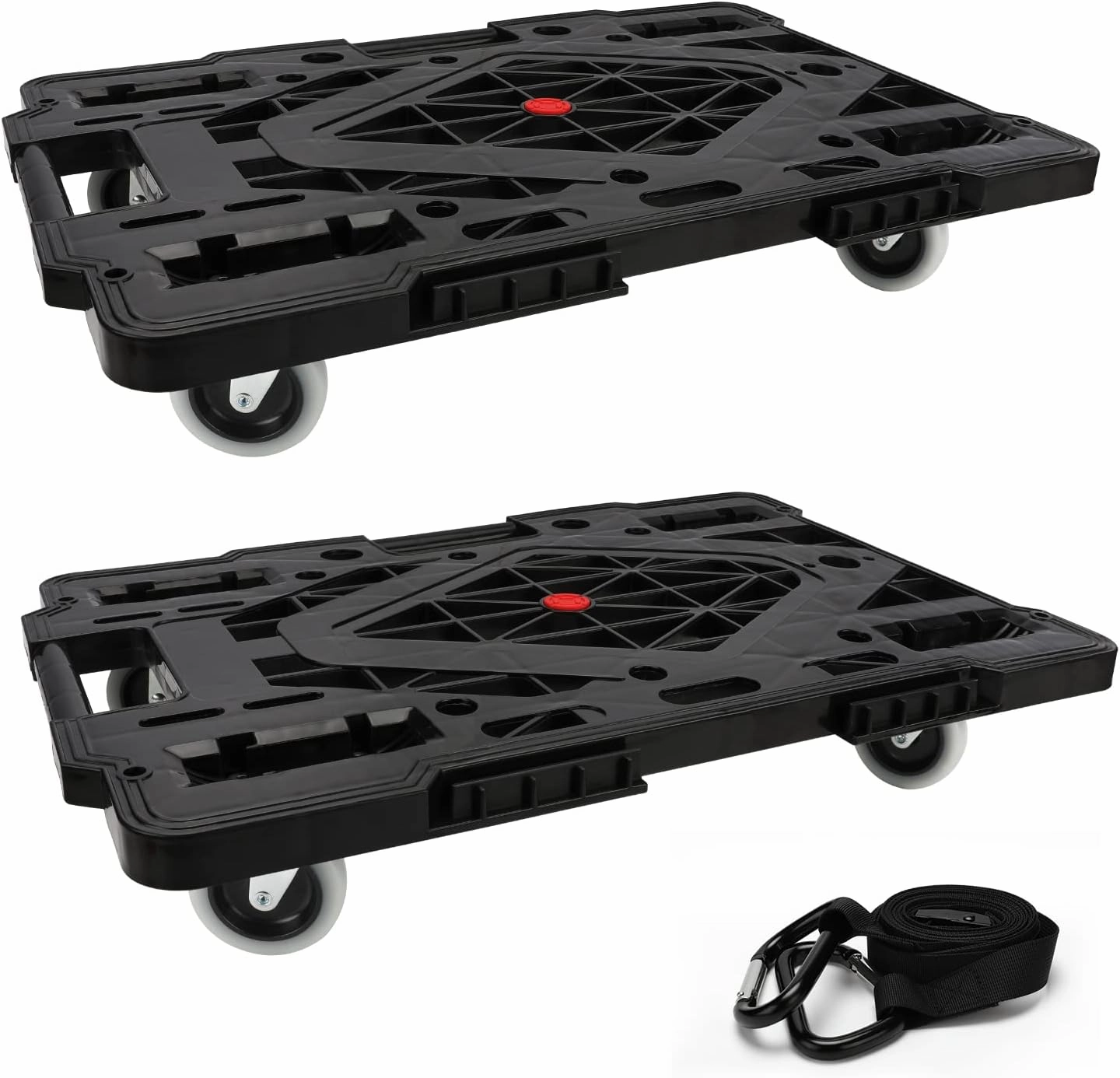 Nellyke Furniture Movers with Wheels, 2 Pack Large Furniture Dolly, 880 Lbs Capacity with 120in Rope, Connectable and Portable Dollies for Heavy Appliance, Black