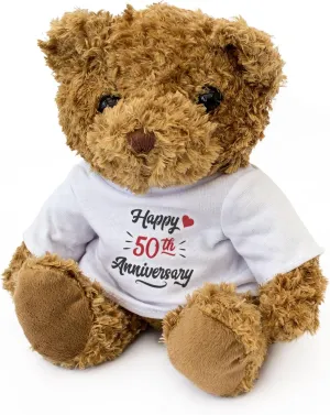 New - Happy 50th Anniversary - Teddy Bear - Cute Soft Cuddly - Gift Present 50 Years