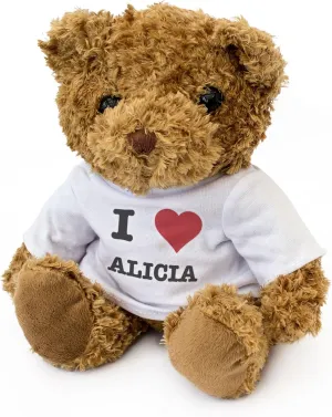 New - I Love Alicia - Teddy Bear - Cute Soft Cuddly - Gift Present Birthday Xmas