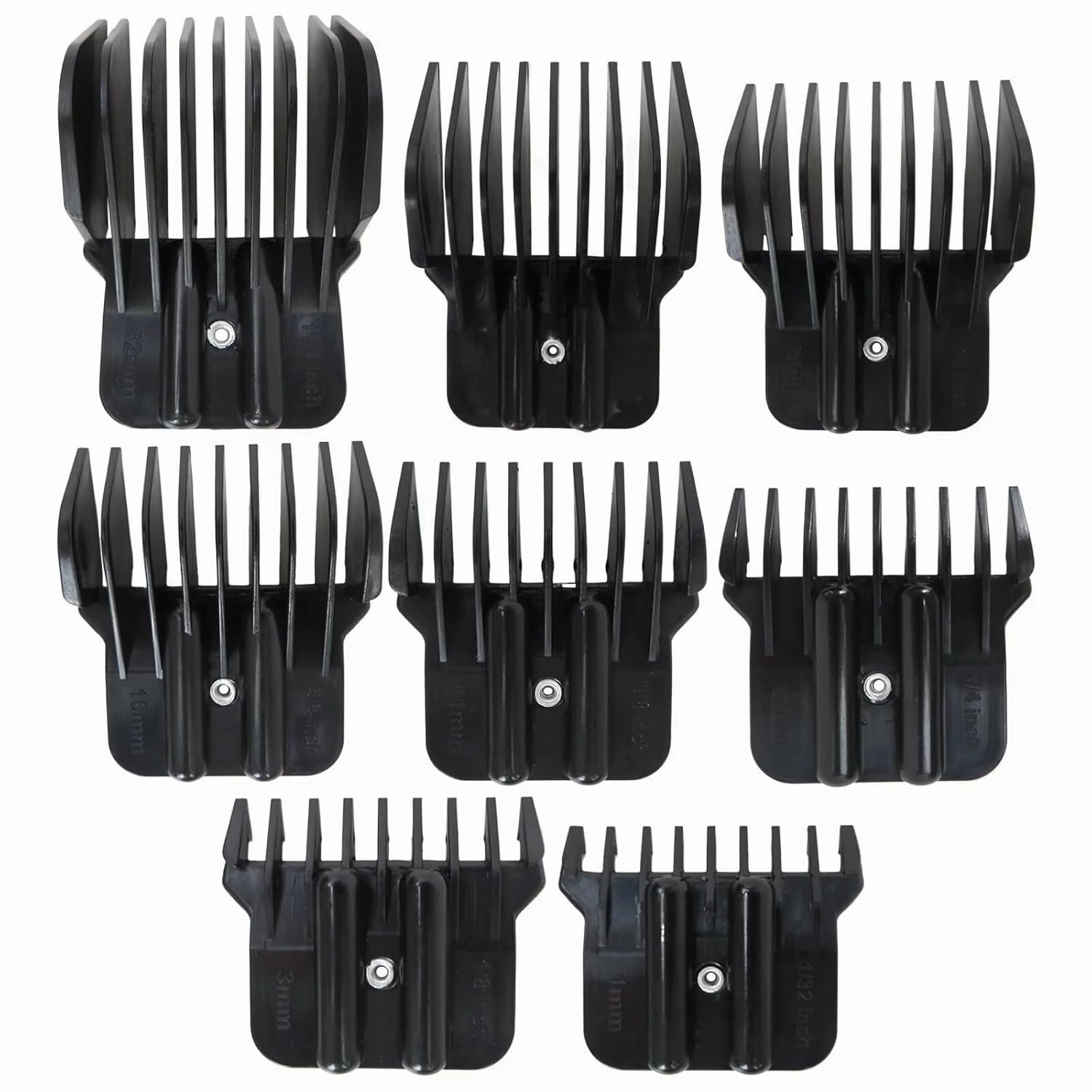New Hair Clipper Guards Set Fit for Wahl Detailer/for Andis T Out*liner/for Andis D8/ for BaBy*liss*PRO Replacement - 1/32" to 11/4", 8 Pieces Set, Black