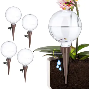 NiHome Plant Self-Watering Globes for Busy Individuals & Travelers, Long-Lasting Moisture Consistent Dripper Spike for Indoor & Outdoor Plants, Adjustable Flow Valve Easy to Refill & Maintain (4-Pack)