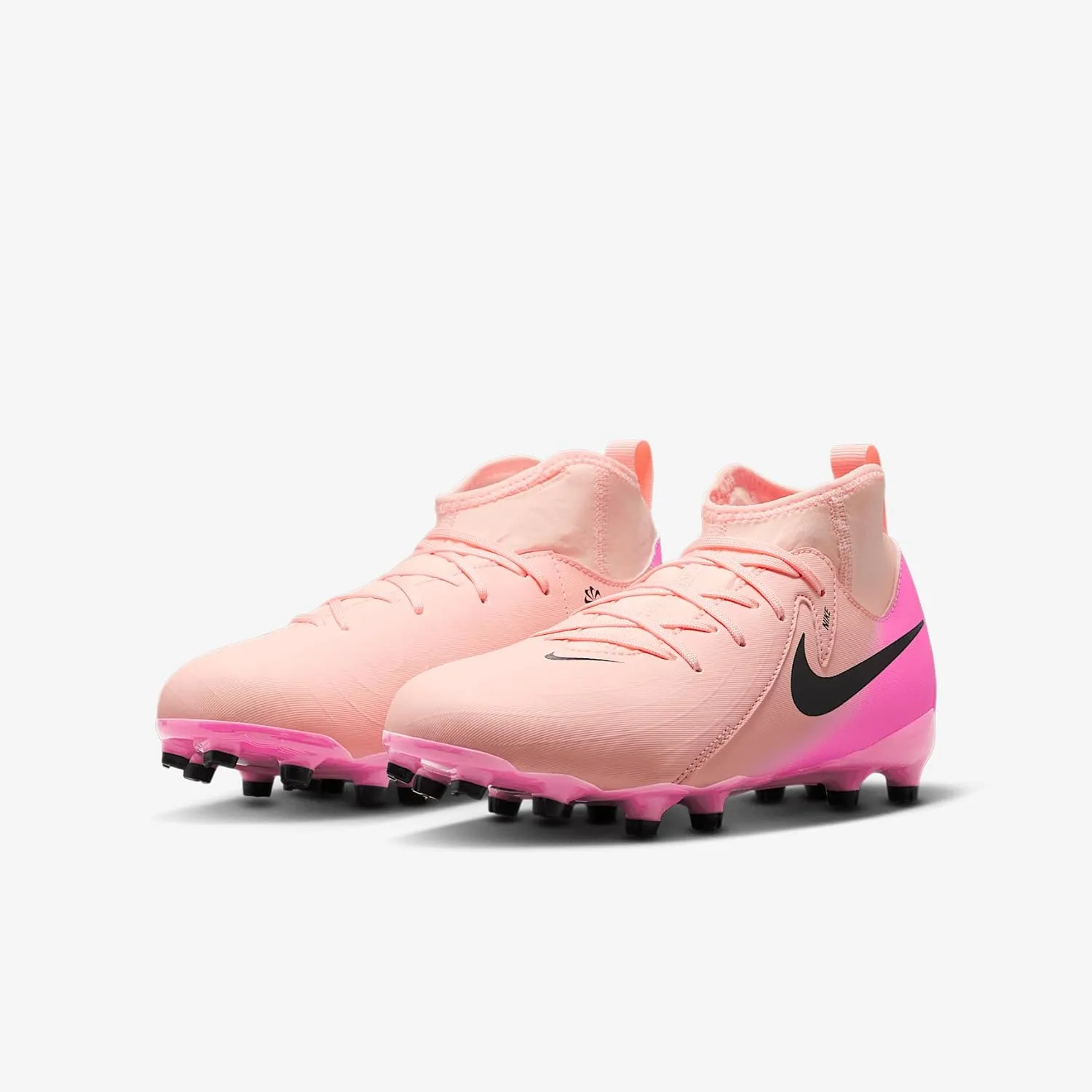 Nike Jr. Phantom Luna 2 Academy Little/Big Kids' MG Soccer Cleats (FJ2603-800, Crimson Tint/Pink Blast/Black)