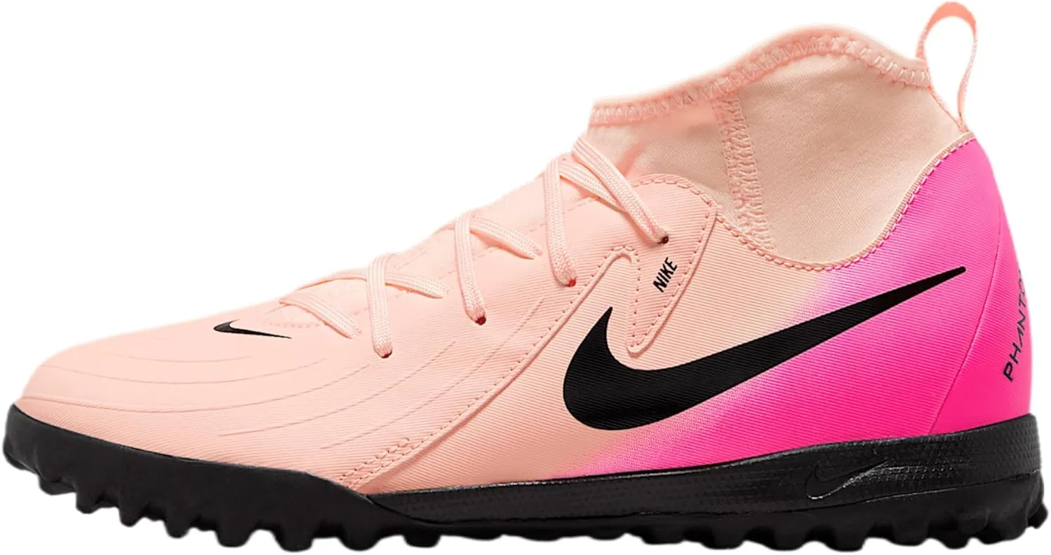 Nike Jr. Phantom Luna 2 Academy Little/Big Kids' TF Soccer Shoes (FJ2610-800, Crimson Tint/Pink Blast/Black)