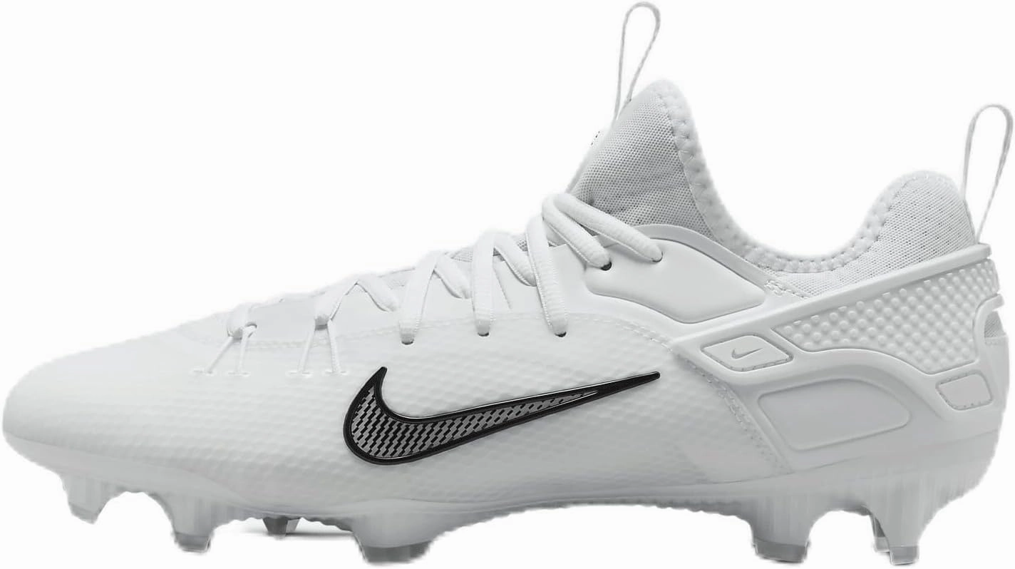 Nike Huarache 9 Elite Low LAX Lacrosse Cleats (FD0089-101, White/White/Black) Size 7.5