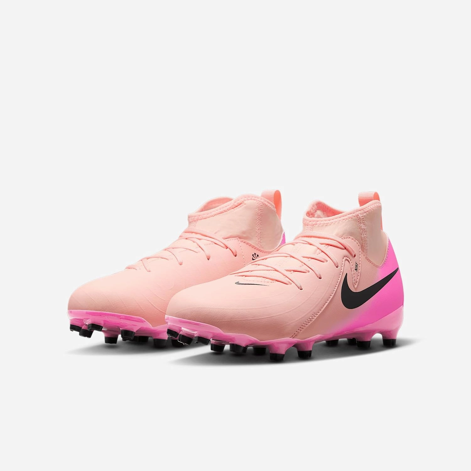 Nike Jr. Phantom Luna 2 Academy Little/Big Kids' MG Soccer Cleats (FJ2603-800, Crimson Tint/Pink Blast/Black)