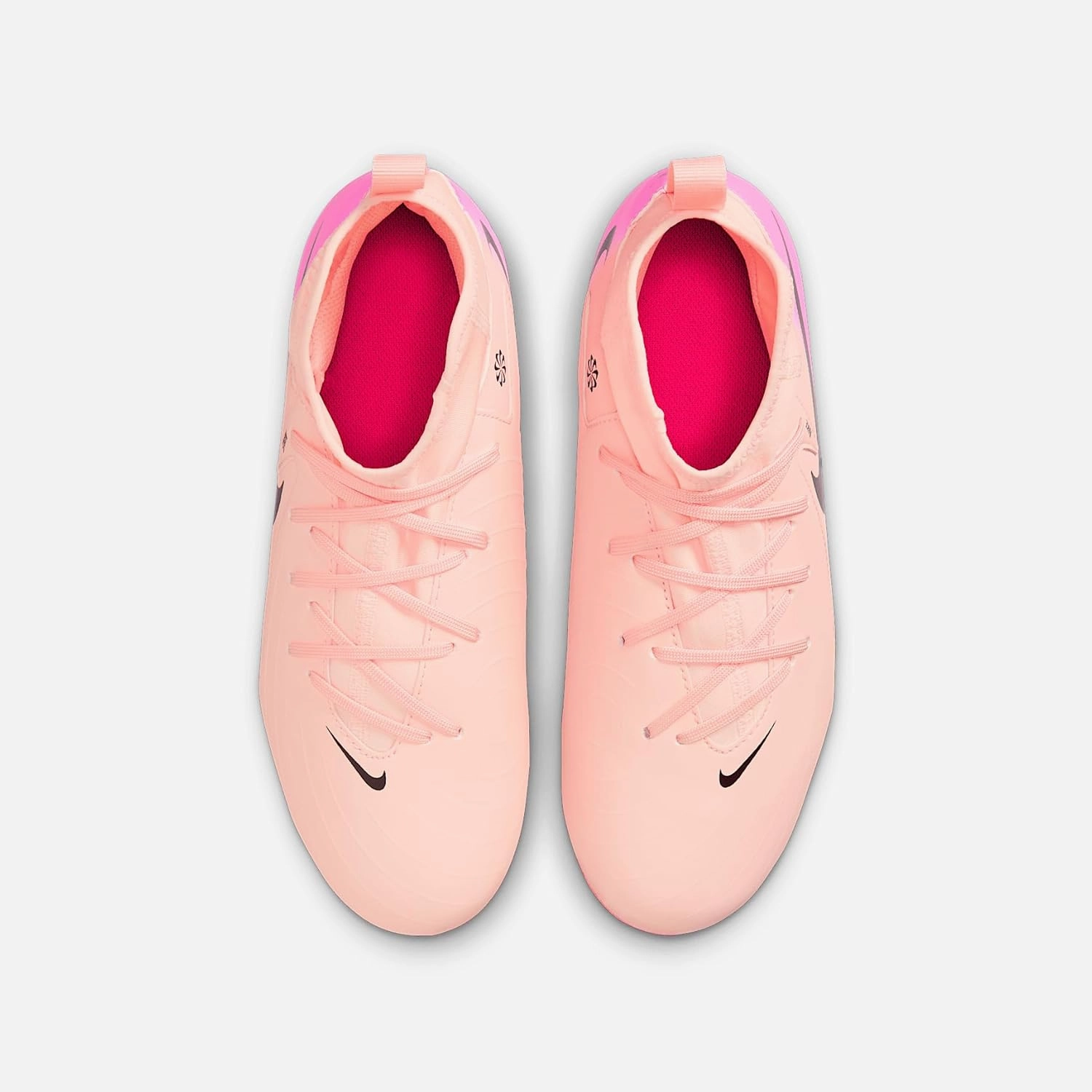 Nike Jr. Phantom Luna 2 Academy Little/Big Kids' MG Soccer Cleats (FJ2603-800, Crimson Tint/Pink Blast/Black)