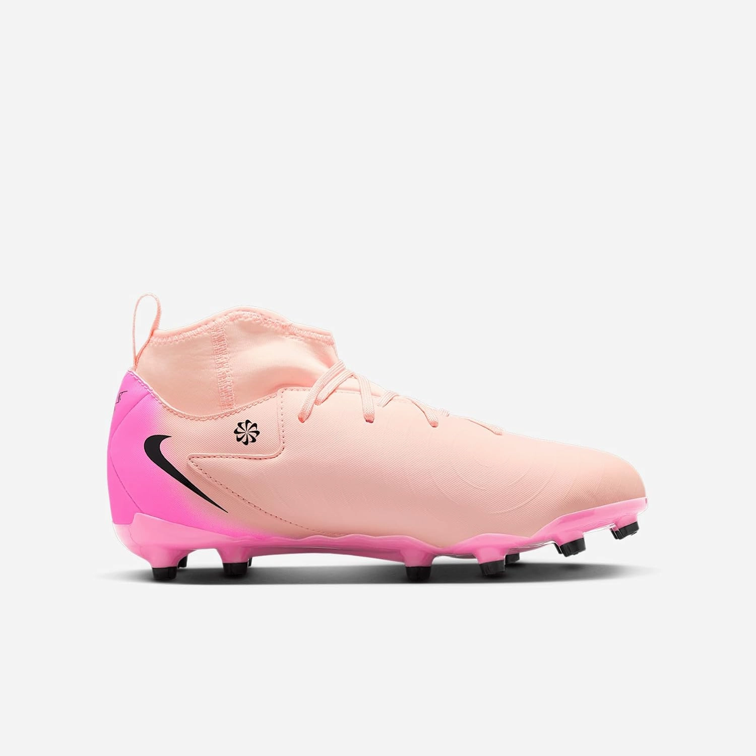 Nike Jr. Phantom Luna 2 Academy Little/Big Kids' MG Soccer Cleats (FJ2603-800, Crimson Tint/Pink Blast/Black)