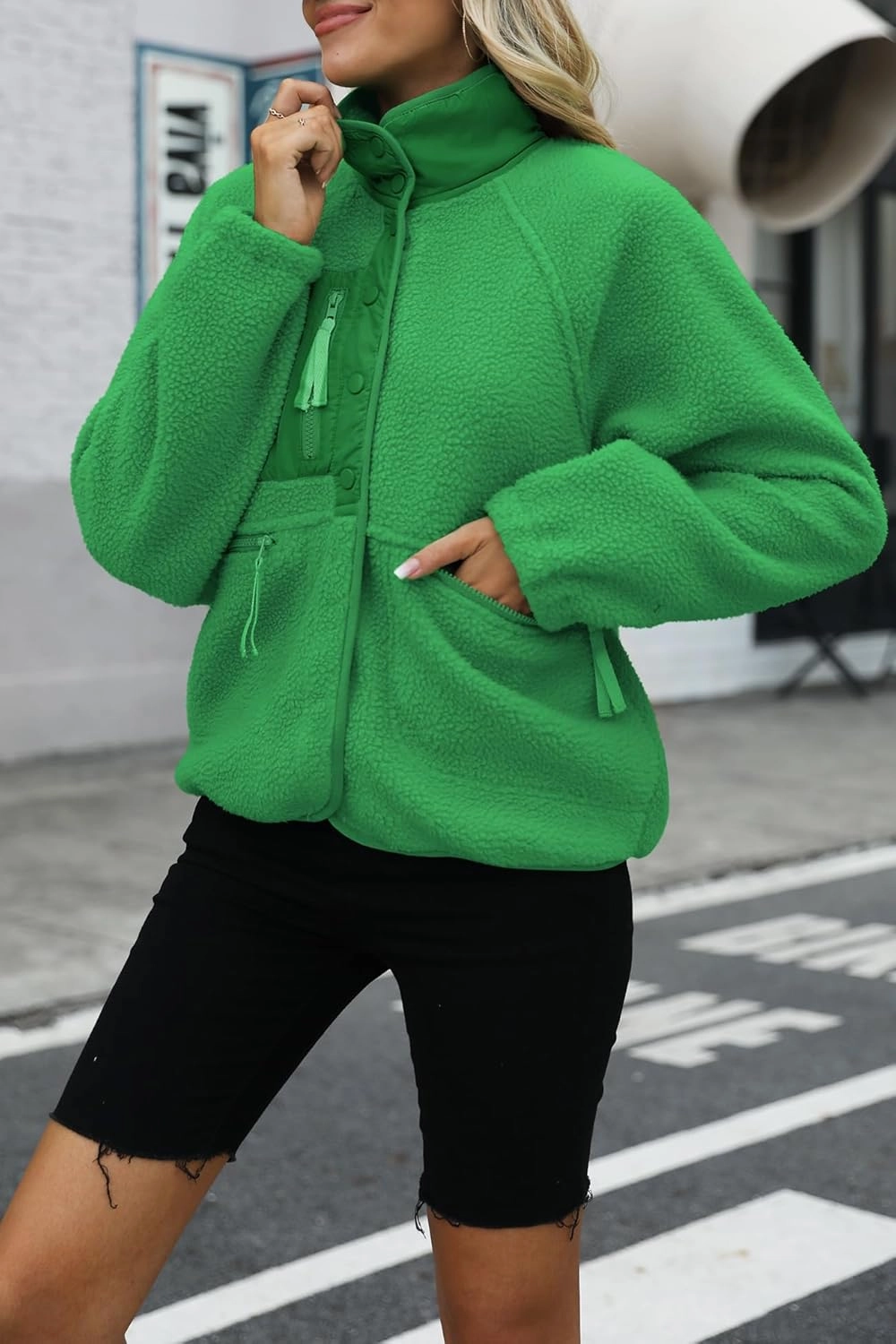 Nirovien Womens Fuzzy Fleece Jacket Button Down Sherpa Coats Casual Winter Warm Outwear with Pockets
