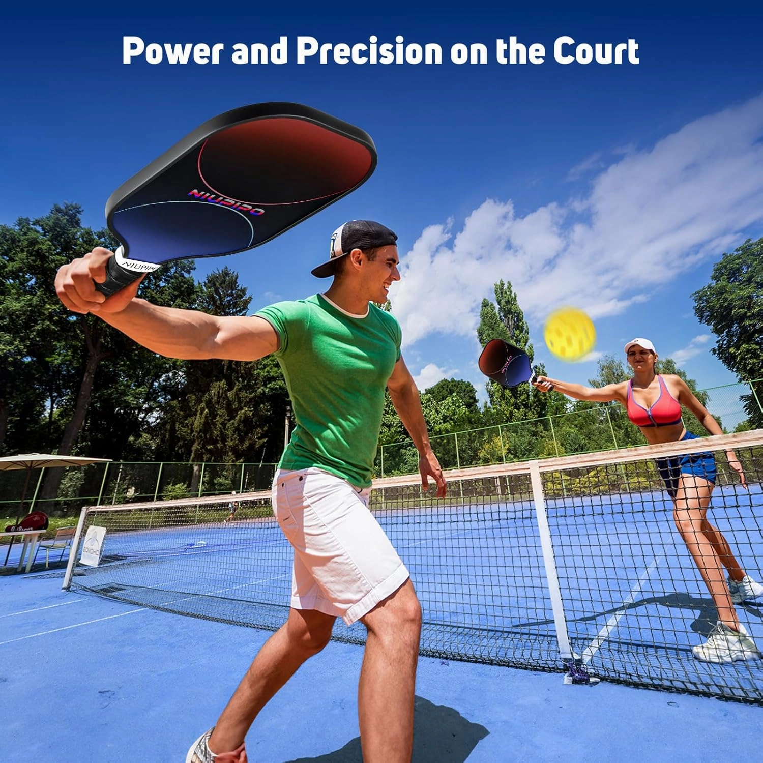 niupipo Pickleball Paddles Set of 2/4/1, USAPA Approved Graphite Carbon Fiber Pickleball Rackets, Polypropylene Honeycomb Core, Cushion 4.72In Grip, Bag/Cover, Pickle Ball Paddle Set for Men Women
