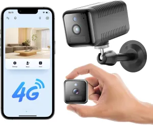 No WiFi Security Camera, 4G LTE Cellular Camera with Virtual SIM Card, Radar Motion Sensor, 2K Indoor & Outdoor Security Camera, 18-Hour Continuous Use, Portable Cellular Trail Camera