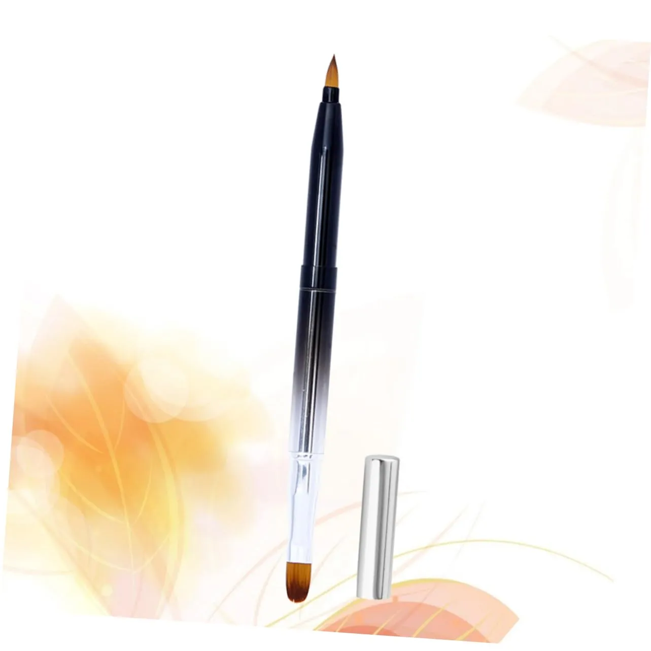NOLITOY 2pcs Retractable Lip Brush for Makeup Dual-ended Flexible Lipstick Lip Gloss Applicator Compact Portable Design Metal Shell for Beauty Salons Home Use Black Gradient