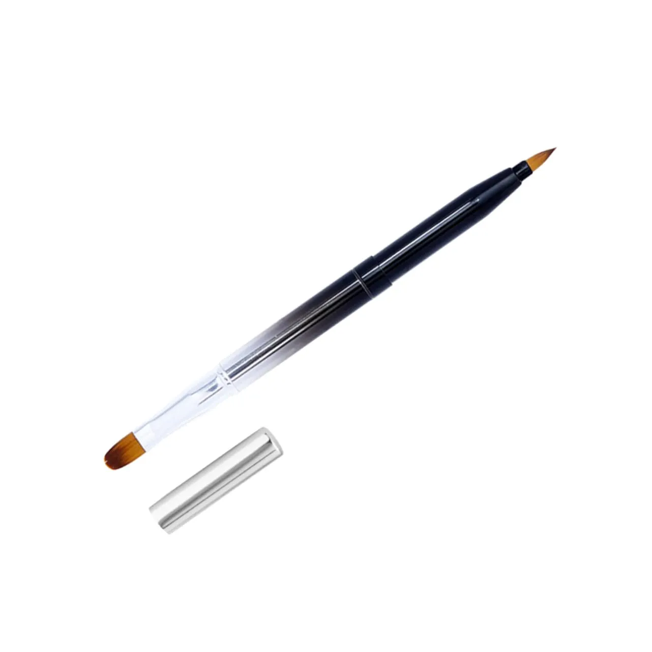 NOLITOY 2pcs Retractable Lip Brush for Makeup Dual-ended Flexible Lipstick Lip Gloss Applicator Compact Portable Design Metal Shell for Beauty Salons Home Use Black Gradient