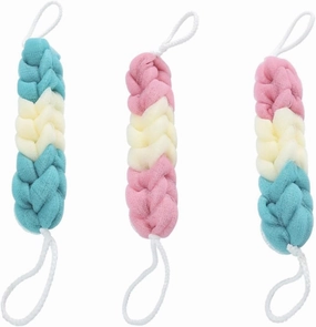 NOLITOY 3pcs Body Scrubber Bath Shower Tool Long Flexible Bath Wash Towel with Lanyard Design for Cleansing Random Color