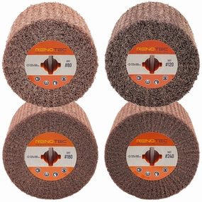 Non-Woven Wheel, 120x100mm, Italian Material, Wire Drawing Satin Finish of Metal Surface, Conditioning Drum Burnishing Wheel (80-240 Grit Set)