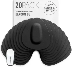 Not Just A Patch Dexcom G6 Adhesive Patches (20 Pack) - Dexcom G6 Stickers Adhesive Patches for Skin - Water Resistant Dexcom Overpatch G6 for Active Lifestyle 10-14 Days - Black