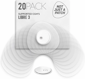 Not Just A Patch Freestyle Libre 3 Plus Sensor Covers (20 Pack) – Breathable, Sweatproof & Secure Hold – Precision-Cut Hole for Ventilation, Adhesion & Gentle Support – 10-14 Day Wear - Transparent