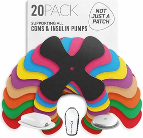 Not Just A Patch X-Patch CGM Sensor Patches (20 Pack) - Water Resistant Omnipod 5 Adhesive Patches - Durable for Active Lifestyle for 10-14 Days - Compatible with Dexcom G6, Libre 2 in Multi-Color