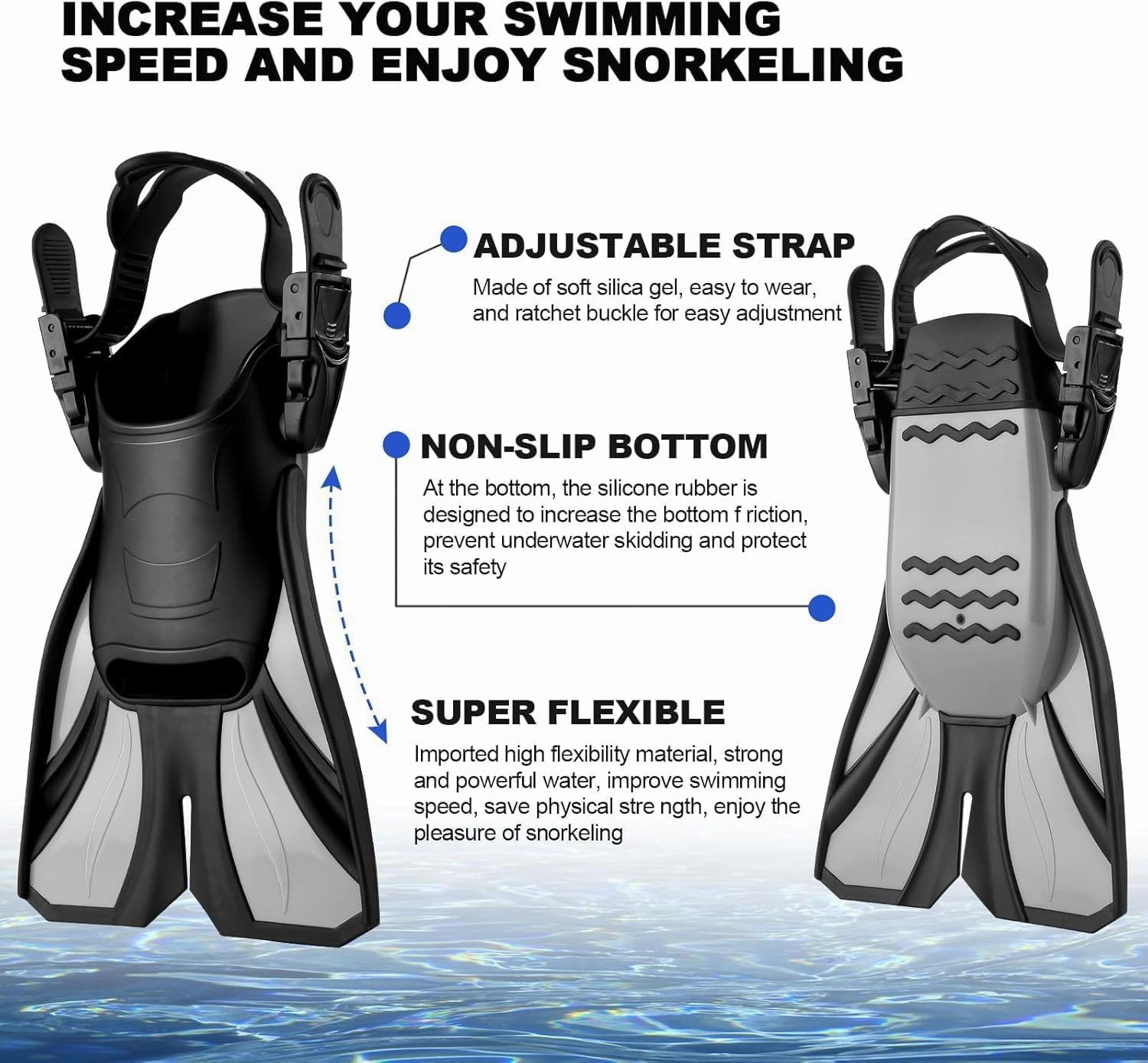 Odoland Snorkeling Packages, Full Face Snorkel Mask for Adults & Youth with Camera Mount, Adjustable Swim Fins, Anti-Fog Anti-Leak Diving Gear for Men Women Teens