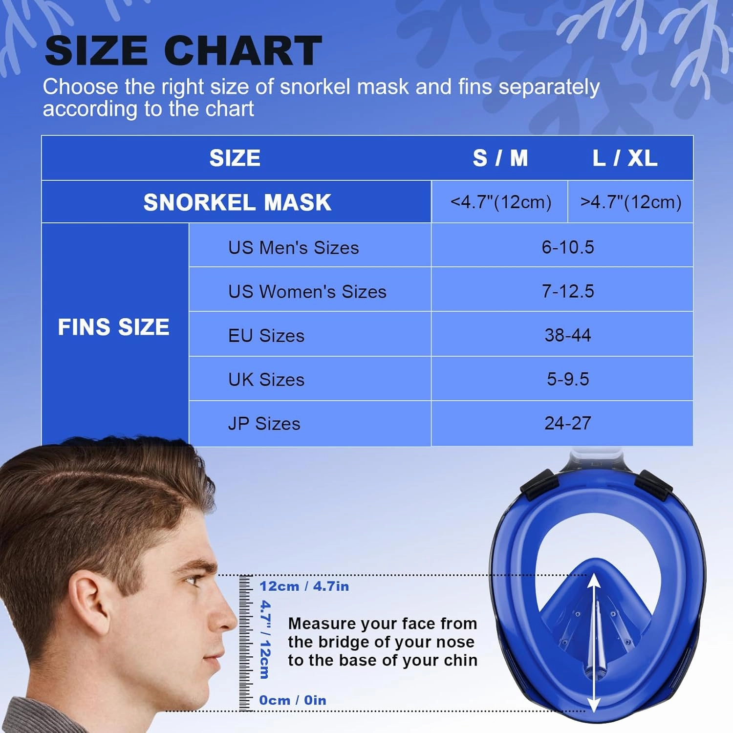 Odoland Snorkeling Packages, Full Face Snorkel Mask for Adults & Youth with Camera Mount, Adjustable Swim Fins, Anti-Fog Anti-Leak Diving Gear for Men Women Teens