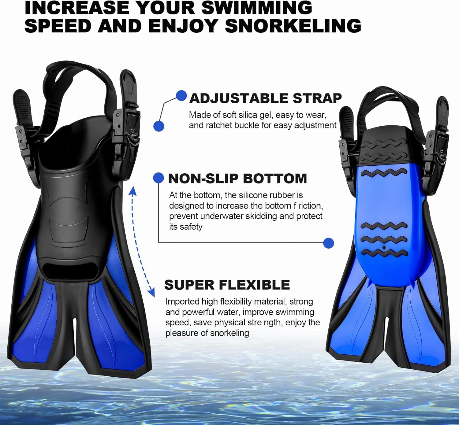 Odoland Snorkeling Packages, Full Face Snorkel Mask for Adults & Youth with Camera Mount, Adjustable Swim Fins, Anti-Fog Anti-Leak Diving Gear for Men Women Teens