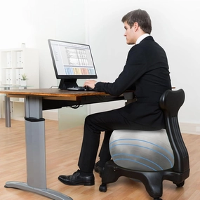 Office Ball Chair for Desk, Gray Balance Ball Chair Rolling Base for Teachers, Anti-Burst Ball Chair with Air Pump, Improve Balance