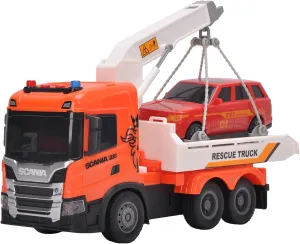 Official Licensed Scania Tow Truck with Crane Toy Kid’s Friction Powered Tow Truck Toy with Light and Sounds Boys & Girls Gifts