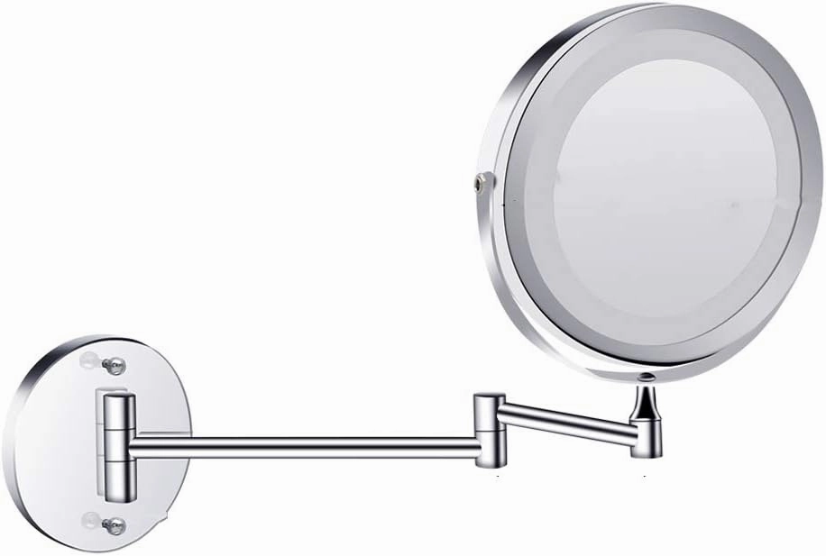 OGRAFF 7 inch Wall Mounted Makeup Mirror, 5X Magnifying Vanity Mirror with Lights 360 Degree Rotation Adjustable Extending Folding Bathroom Mirror for Dressing Table, Makeup Room