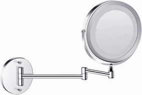 OGRAFF 7 inch Wall Mounted Makeup Mirror, 5X Magnifying Vanity Mirror with Lights 360 Degree Rotation Adjustable Extending Folding Bathroom Mirror for Dressing Table, Makeup Room