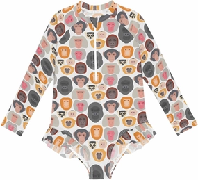 Ollabaky Girls Long Sleeve Swimsuit One Piece Bathing Suit Rash Guard UPF50  Toddler Girl Zipper Swimwear