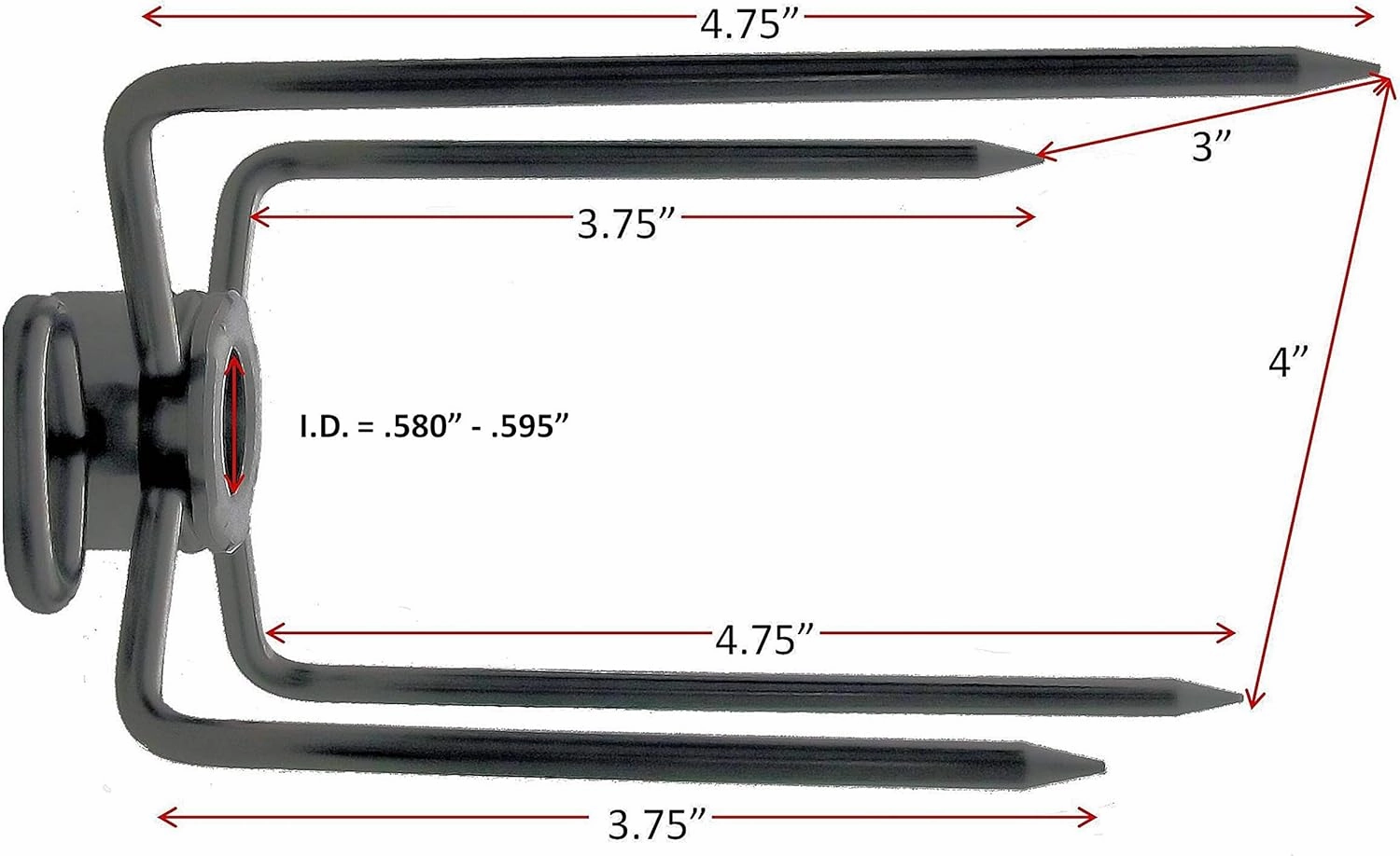 OneGrill Stainless Steel Grill Rotisserie Spit Rod Forks (Fits: 1/2 Inch Hexagon, 3/8 Inch Square, 1/2 Inch Round). 2-Pack (Includes 2 Sets)