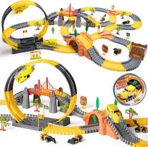 OR OR TU Toys for Boys 5-7, Race Track for Toddlers 3-5, 342Pcs Construction Toys for Boys Kids Car Track Toy Train Set Flexible Gift for 3 4 5 6 7  Years Old