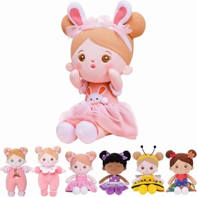 OUOZZZ Soft Baby Doll for Girls - First Baby Doll Easter Gifts Bunny Plush for Kids Easter Toys Decorations Basket Stuffers for Toddlers Infants 13"