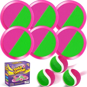 Outdoor Toys for Kids Ages 4-8, Outside Toss Game Set for 3 4 5 6 7 8 -12 Year Old Boys Girls, Catch Ball Toys for Beach, Pool, Yard - Toddlers Birthday Gifts Easter Basket Stuffers(6Pcs Pink Paddles)