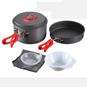Outdoor Camping Portable Cooker Set Stock Frying Pan Frying Pan Camping Cookware Set 2/3/4/5 People (A)