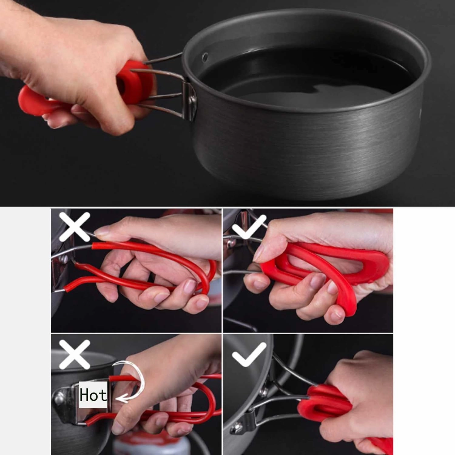 Outdoor Camping Portable Cooker Set Stock Frying Pan Frying Pan Camping Cookware Set 2/3/4/5 People (A)