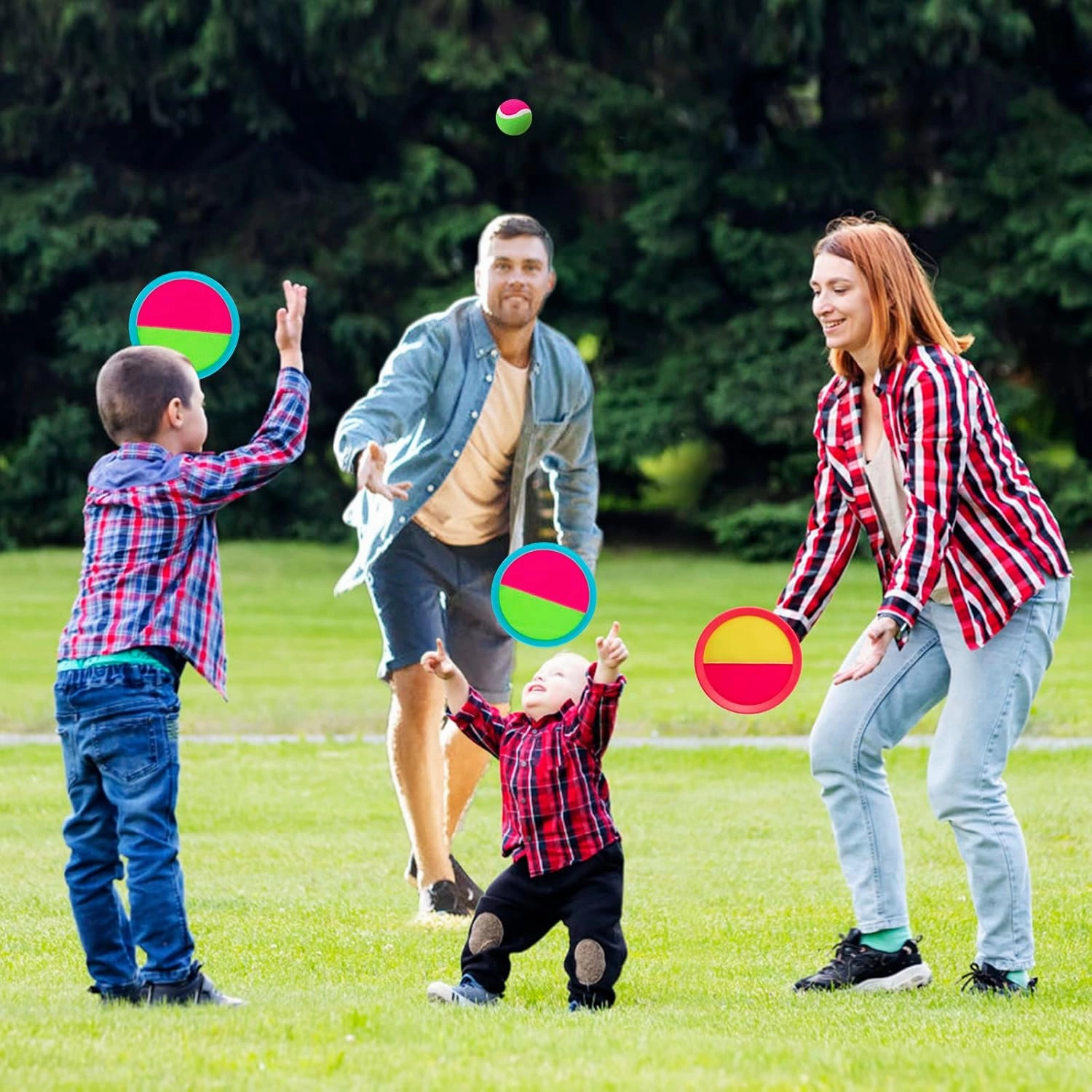 Outdoor Games for Kids - Toss and Catch Ball Set with 4 Paddles, 4 Balls, and 1 Storage Bag, Yard Games for Boys and Girls, Ages 4-8
