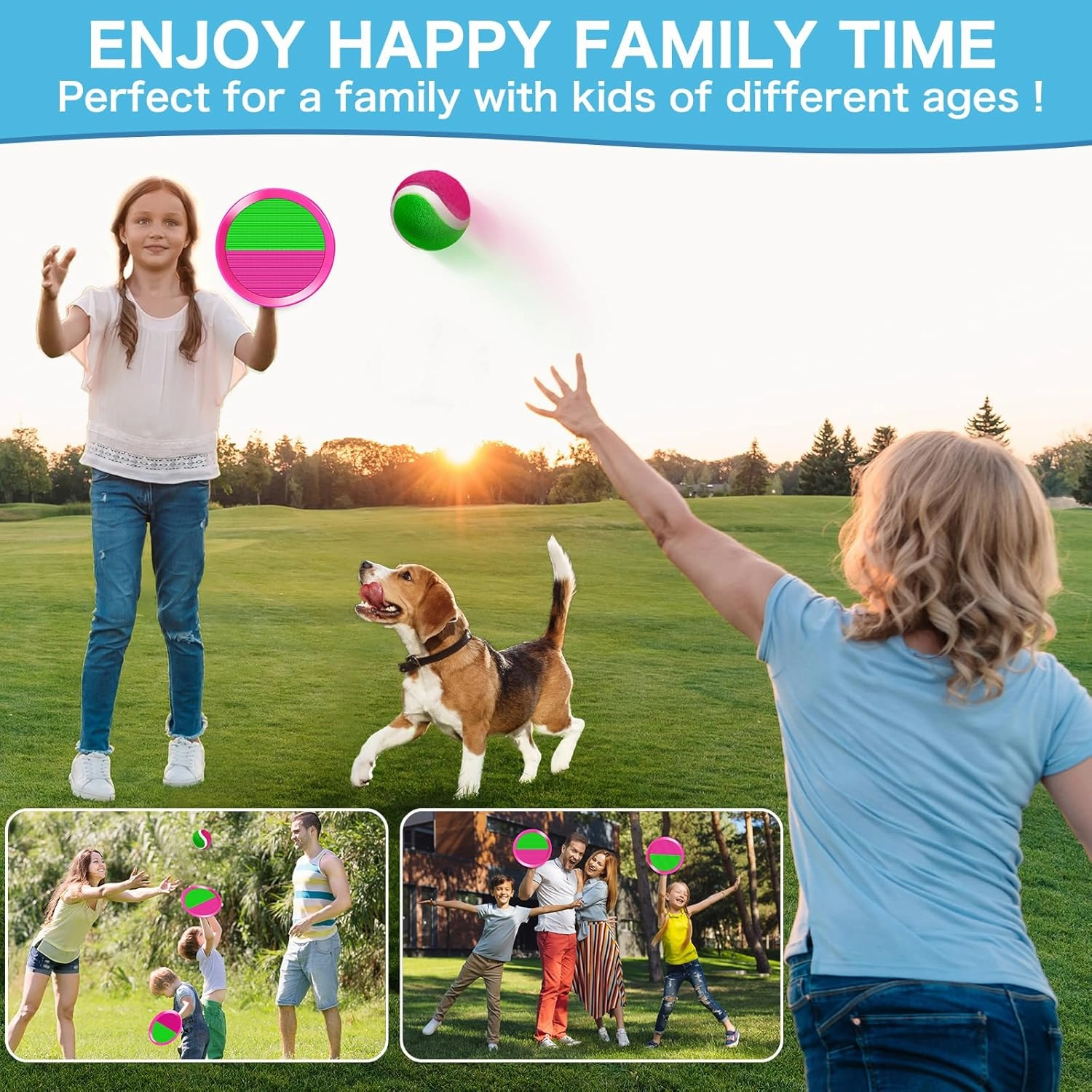 Outdoor Games for Kids Ages 3-5 4-8, Toss Game for Ages 3 4 5 6 7 8-12 Years Old Boy Girl, Catch Ball Game Set with 2 Paddles for Outside Yard Beach Toys for Birthday Gifts Easter Basket Stuffers