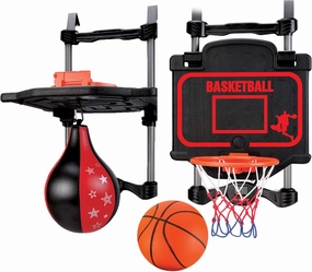 Over-The-Door Basketball & Boxing Combo – 2-in-1 Game Set with Adjustable Hoop & Speed Bag, Scoreboard & Sound Effects – Fun Indoor Sports Toy for Kids & Adults
