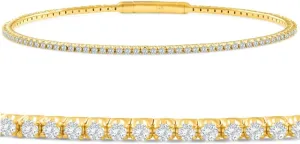 P3 POMPEII3 Pompeii 1Ct F/VS Diamond Flexible Oval Bangle Women's Bracelet 14k Yellow Gold Lab Grown (F,VS)